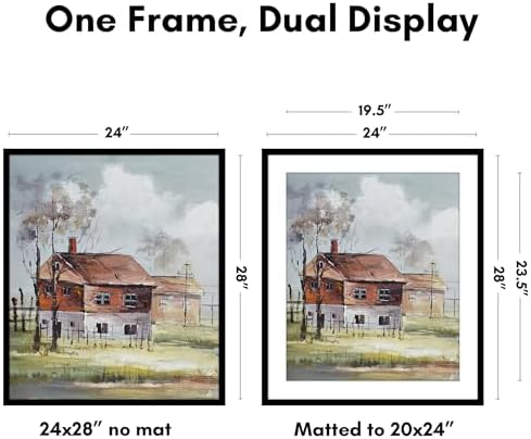 Americanflat 24x28 Poster Frame - Matted to 20x24 - Slim Molding - Black - Image 2