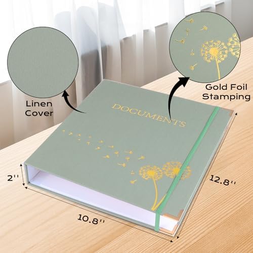 XKDOUS Important Document Organizer 3 Ring Linen Binders Folio File Folders - Image 3