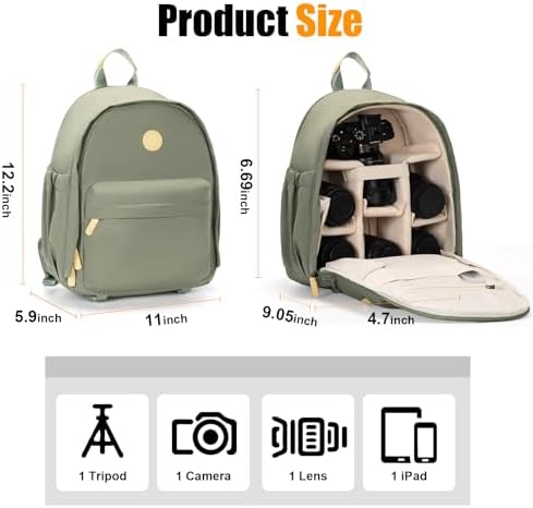 Cwatcun Midi Camera Backpack for Women, Compact DSLR Bag with Tripod Strap - Image 2