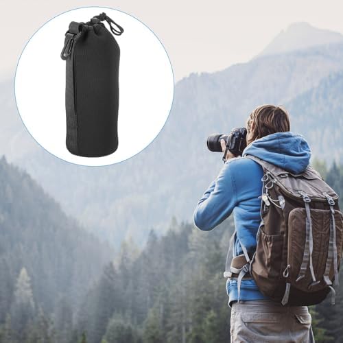 PATIKIL Camera Lens Bag, 4 Pcs 3.7" ID x 9.8" H Drawstring Lens Pouch with Thick Protective Neoprene, Lens Case for DSLR Camera Lens, Water Coffee Cups Black - Image 7