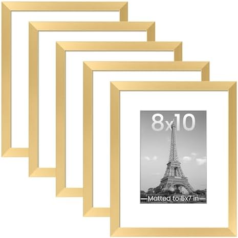 upsimples 8x10 Picture Frames, Gallery Wall Frames Set of 5, Gold by upsimples
