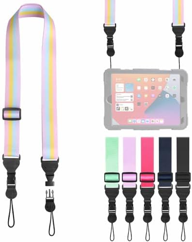 FIEIL Adjustable Shoulder Strap, Nylon Camera Strap, Comfortable Neck Strap for iPad, Cellphone Tablet, Camera, Laptop, Binocular, Luggage Bag (Rainbow Colors Universal Lanyard) by FIEIL