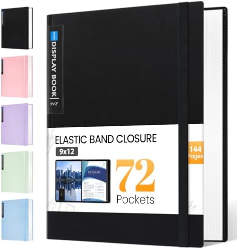 Sooez Art Portfolio 9"x12", 72 Pockets Large Portfolio Folder Display by Sooez