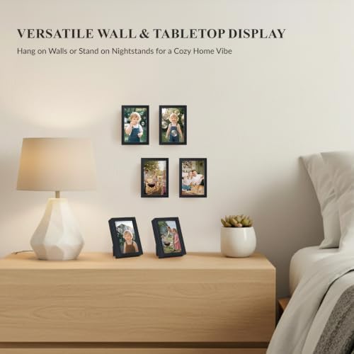2x3 Mini Picture Frame Set of 6, FSC MDF Wood Small Photo Frame with Real Glass Front, Tiny Tabletop Display or Wall Decor for Wallet Size Photos, Mini Instant Prints & Small Photos, Black - Image 7