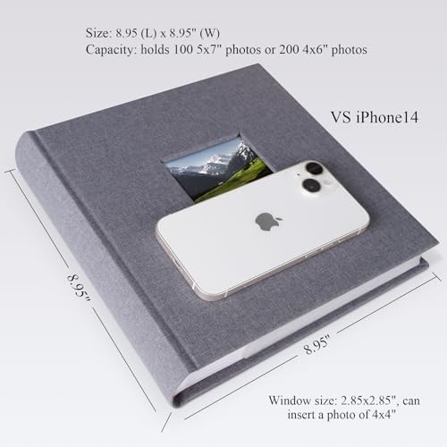1DOT2 Photo Album with Writing Space, 100 Pages, Linen Cover, Grey - Image 6