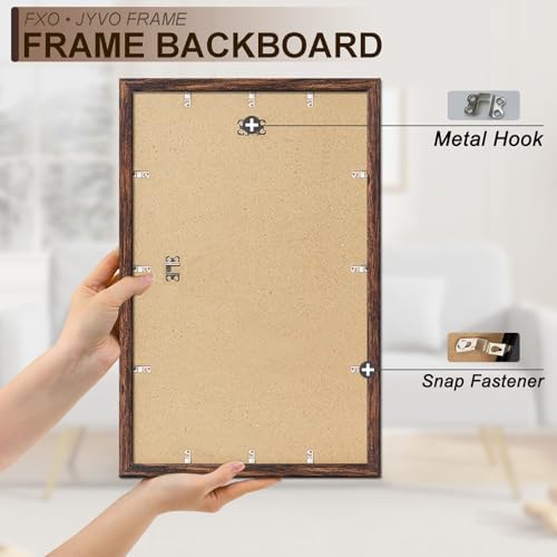 Fxojyvo 14x24 Picture Frame Set of 3 Brown Engineered Wood Wall Hanging - Image 6