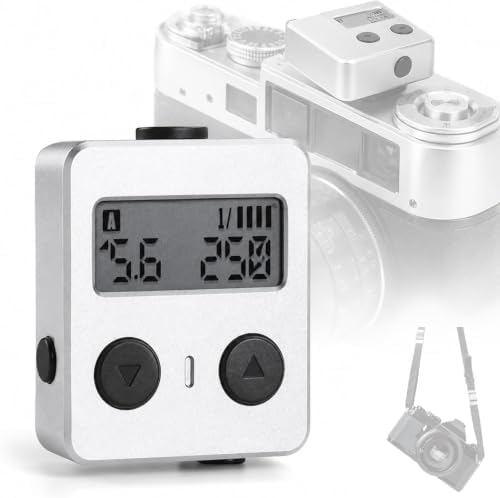 Ambient Light Digital Exposure Meter, Lightweight Camera Top Light Meter with OLED Display, 30° Fov, Ev Range 1–22, Adjustable Shoe Mount, for Lab Travel Photography and Studio Lighting Silver by Unknown