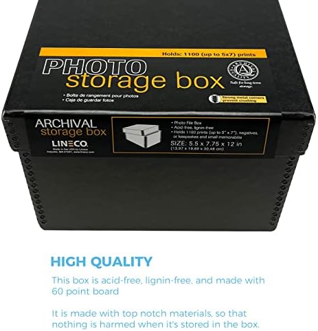 Lineco Archival Photo Storage Box, with Removable Lid, 5"x7"x12", Black - Image 5