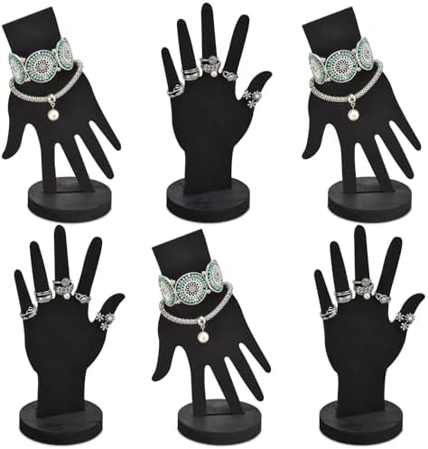 MOOCA 6-Piece Wooden Hand Jewelry Display Set, Wall Mount or Stand by Mooca