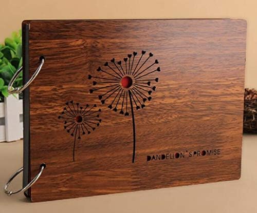 Gesteh DIY Scrapbook Album 8 X 6 inches with 1PC Photo Corner Sticker Album Wood Cover Picture scrape Book for Anniversary Wedding Guest sign in Book new born babies Couples(Dandelion's Promise) by zmgmsmhendlessefforts