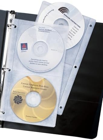 Avery Clear DVD Storage Sleeves for 3 Ring Binder, Two-Sided, Pack of 5 Holds 20 CD/DVDs Total (75263) - Image 2