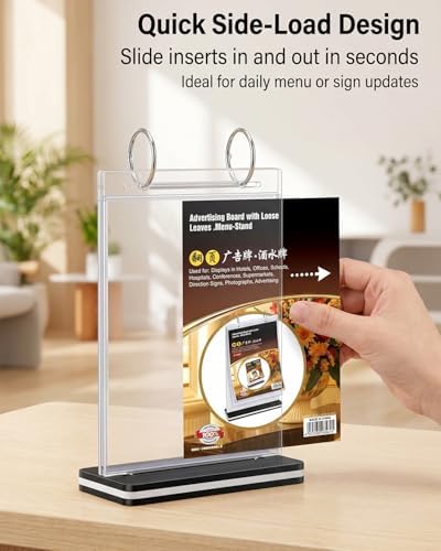 6-Page Flip Menu Holder, Acrylic Tabletop Sign Stand - Image 3