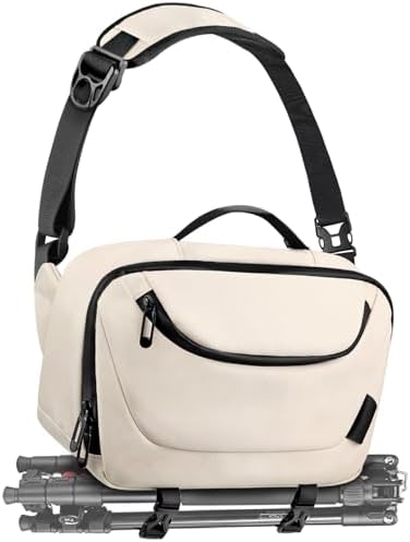 TAAOKA Camera Sling Bag,Waterproof Camera Case with Tripod Holder,Lightweight DSLR/SLR/Mirrorless Camera Bags Crossbody for photographers-Beige by TAAOKA