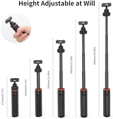 VRIG 15.9" Extended Selfie Stick Tripod for Insta360 X6/Ace Pro2, Magnetic Quick Release Selfie Sticks Handle Grip,360° Portable Vlog Monopod Pole for Insta360 X5/X4/ACE Pro/Ace Accessories - Image 5