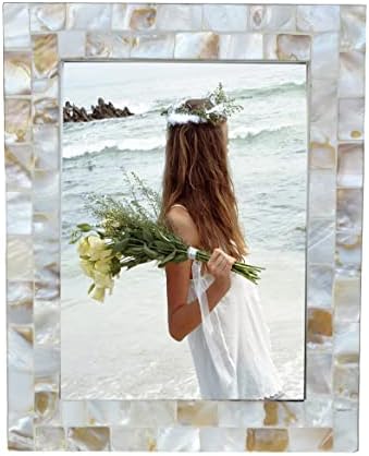 Mother of Pearl 6x8 Picture Frame White by GIFTME5