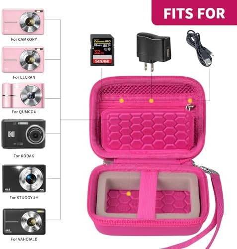 Comecase Digital Camera Case for Kodak PIXPRO FZ45 FZ55&CAMKORY, Rose Red - Image 2