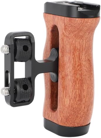 Jiawu Camera Cage Side Handle Grip with Ergonomic Design for Comfortable Use and Adjustable Positioning for Filmmakers - Aluminum Alloy and Rosewood Construction - Image 4