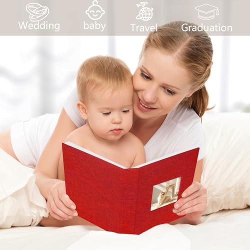 Artmag Mini Photo Album 4x6 50 Pockets 2 Pack, Linen Cover with Front Window Album Each Holds 52 Vertical Photos for Family Wedding Baby Children (Red) - Image 5