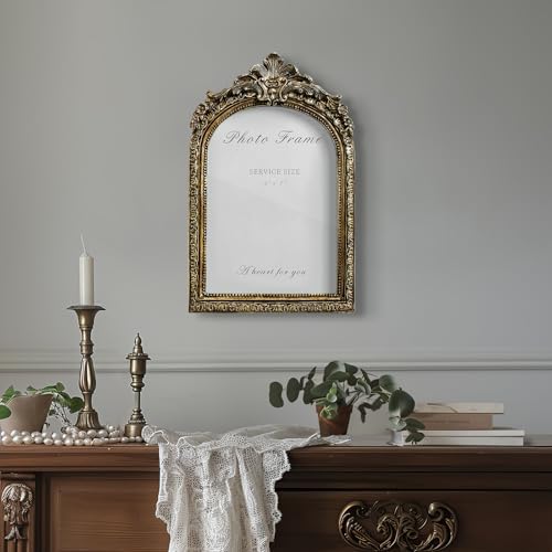 Cuspin 5x7 Picture Frame Gold Vintage Ornate Arched Photo Frame - Image 7