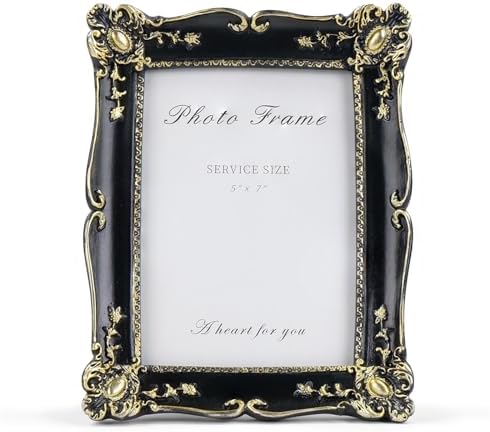 Cuspin 5x7 Picture Frame Black and Gold Vintage Ornate Resin Frame - Image 7