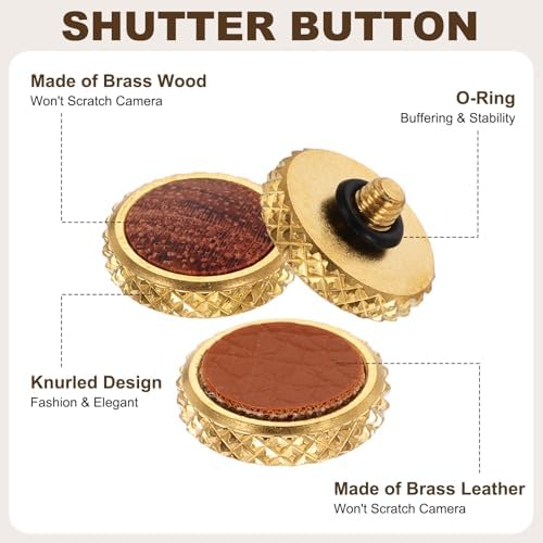 2Pcs Shutter Button (Light Brown/Brown) - Upscale Delicate, Camera Soft Release Button Brass Threaded Soft Release, for Fuji - Image 3