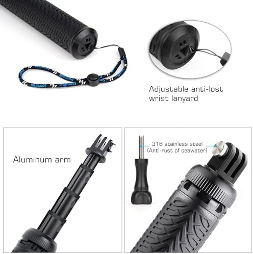 GEPULY Aluminum Waterproof Tripod Underwater Selfie Stick for Camera/Phone - Image 3