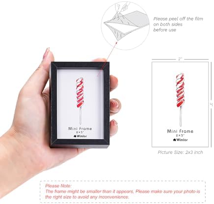 Small Picture Frame 2x3 6 Pack, Magnetic Photo Frames for Fridge and Tabletop Desk Decor, Cute Wallet Size Colored Picture Frames for School Locker, Family Baby Photo, Black - Image 4