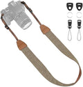 Universal Camera Strap - Camera Neck Strap, Adjustable Shoulder Straps Compatible with Canon, Fujifilm, Nikon, Olympus, Panasonic and other SLR and mirrorless cameras - Khaki and Black Stripes by OIAWH