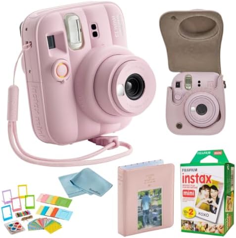 FUJIFILM instax Mini 13 Candy Pink Instant Camera Bundle with 20 Sheets instax Mini Film, Carrying Case, Photo Album, Assorted Photo Frames & BluebirdSales Microfiber Cleaning Cloth (Candy Pink) by FUJIFILM