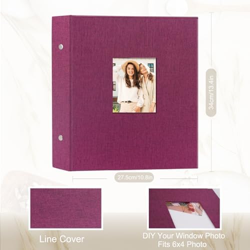 Artmag Fabric Photo Album 4x6 400 Large Capacity for Family Wedding Anniversary Linen Album Holds 400 Vertical Photos (400 Pockets, Purple) - Image 2