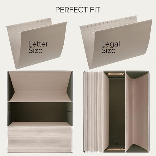 Decorative File Organizer Box Set of 2 - Collapsible Linen Filing Cabinets - Image 5