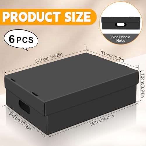 6PCS Photo Storage Box,14.8“ x 12.2“ x 3.9“ Photo Keepsake Storage Box Sturdy Picture Box Store and Protect Pictures,Documents Black - Image 2