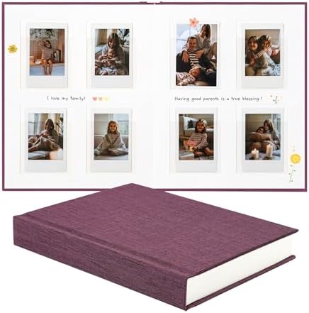 Instax Mini Photo Album with Writing Space, Linen Cover, Purple by Unknown