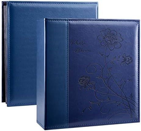 Artmag Photo Picutre Album 4x6 600 Photos, Extra Large Capacity Leather Cover Wedding Family Photo Albums Holds 600 Horizontal and Vertical 4x6 Photos with Black Pages(Blue), 600 Pockets by Artmag