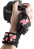 USA Gear DualGRIP Professional Grip Camera Hand Strap with Neoprene Design and Metal Plate - Compatible with Canon, Fujifilm, Nikon, Sony, and more DSLR, Mirrorless, Point & Shoot Cameras (Floral) by USAGEAR