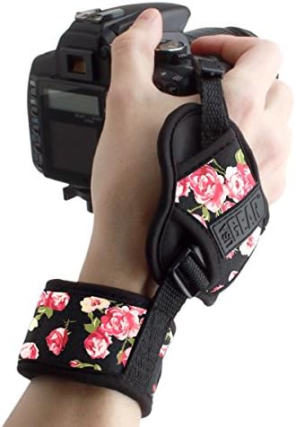 USA Gear DualGRIP Professional Grip Camera Hand Strap with Neoprene Design and Metal Plate - Compatible with Canon, Fujifilm, Nikon, Sony, and more DSLR, Mirrorless, Point & Shoot Cameras (Floral) by USAGEAR