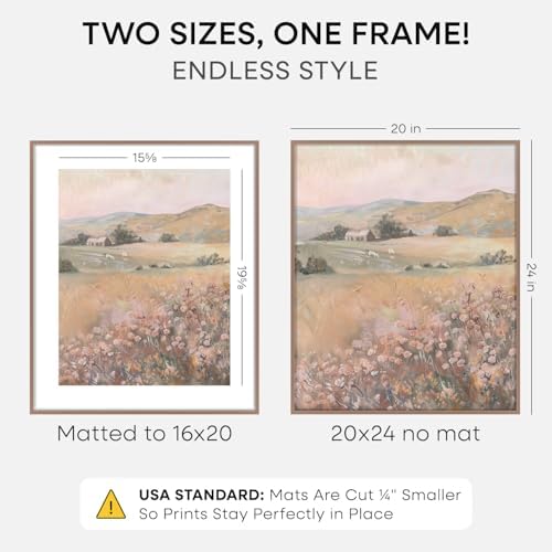 Homeforia 20x24 Mocha Picture Frame, High-End Metal, 16x20 Mat, Glass - Image 2