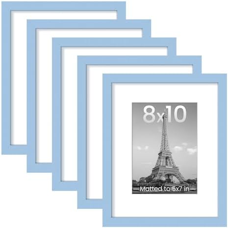 upsimples 8x10 Picture Frames, Gallery Wall Frames Set of 5, Blue by upsimples
