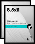 Americanflat 8.5x11 Picture Frame 2-Pack - Slim Molding - Black by Americanflat