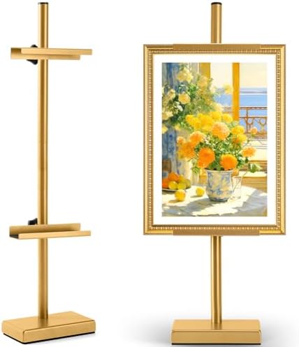 Rofio Adjustable Tabletop Easel, Picture Frame & Sign Display Stand, Gold by Rofio