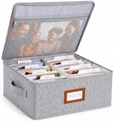 HULISEN Photo Storage Box, Photo Organizer for 2000 4x6 Pictures, Grey by HULISEN