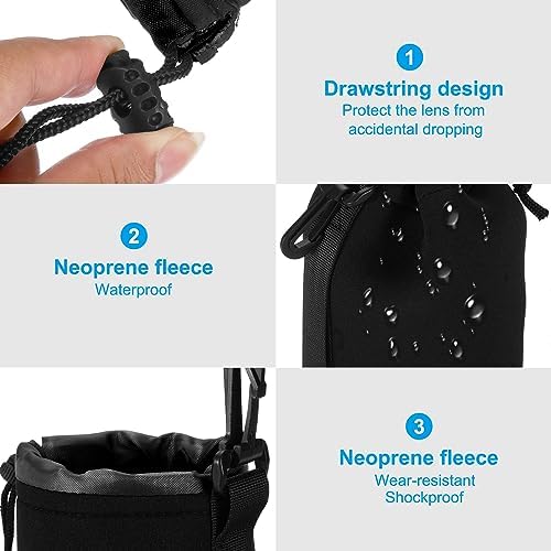 PATIKIL Camera Lens Bag, 2 Pcs 3.3" IDx5.5 H Drawstring Lens Pouch with Thick Protective Neoprene, Lens Case for DSLR Camera Lens, Water Coffee Cups Black - Image 4