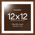 Homeforia 12x12 Brown Oak Picture Frame, High-End Wood, 10x10 Mat, Glass by Homeforia