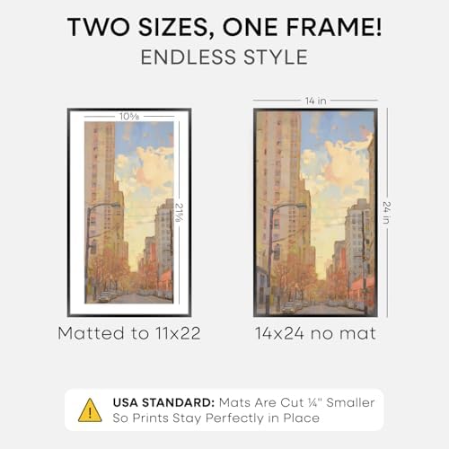 Homeforia 14x24 Black Picture Frame, High-End Metal, 11x22 Mat, Glass - Image 3