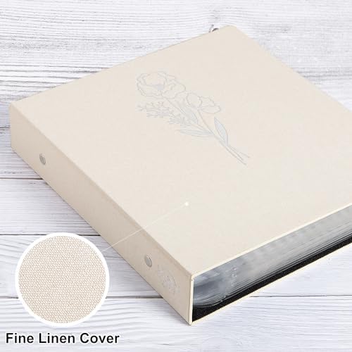 Lanpn 10x10 inch Scrapbook Photo Album, Linen Cover Archival Acid Free Top Load 3 Ring Folder Binder Photo Book 10 x 10 with 30 Plastic Sleeves 60 Pages (Beige) - Image 3