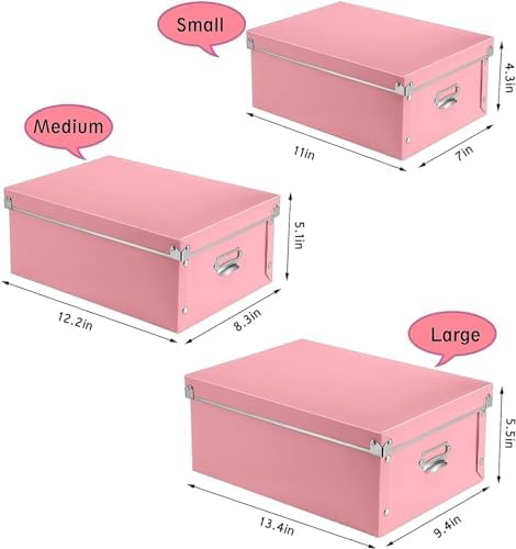XUCHUN File Storage Boxes, Foldable Storage Bins with Lid 3 in 1 Set, Press-Stud Fastening, Moisture-Proof, Space Saving Storage, Photoes, Files, Closets - Image 5