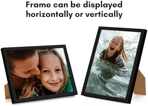 Americanflat 8x11 Picture Frame with Shatter-Resistant Glass - Set of 2 - Streamline Collection - Thin Border Photo Frame for Tabletop and Wall - Hanging Hardware and Easel Stand Included - Black - Image 4