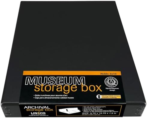 Lineco Museum Archival Storage Box, Drop Front, 8.75x10.75x1.5 in, Black by Lineco