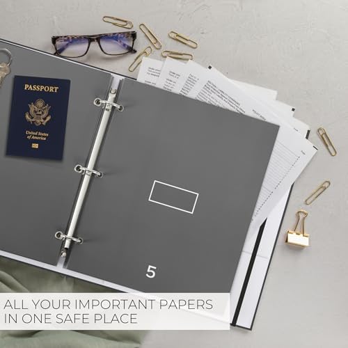 Important Document Organizer Set with Folders - Complete Linen Ring Binder - Image 5