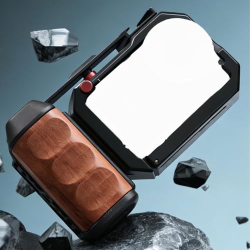 Alomejor Camera Cage with Wood Side Handle, for Action 6, Aluminum Alloy, Seesaw Shutter Extender Bar, Cold Shoe Mount, Modular Design, for Photography - Image 6